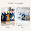 Personalized Embroidered Linen Birthday Crown: Space or Ocean Theme (1-3 Years)