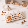 Personalized Linen Autumn Birthday Crown, Hand-Embroidered Fall Leave Hat, First Birthday Keepsake