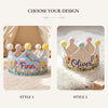 Hand-Embroidered Linen Birthday Crown, Spring Kite or Balloon Design, Personalized Name