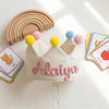 Custom Knitted Cord Name Baby Crown: Linen Party Hat, Cake Smash Prop