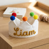 Custom Knitted Cord Name Baby Crown: Linen Party Hat, Cake Smash Prop