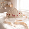 Hand-Embroidered Linen Strawberry Birthday Crown, Personalized Gifts, First Birthday Party Keepsake