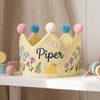 Personalized Linen Crown for Girls and Boys, Hand Stitched Milestone Hat, Duck Baby Crown