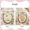 Custom Embroidered Baby Name Hoop: Striped Chicken Nursery Decor (Oval Wood-Look)
