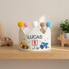 Personalized Truck Birthday Crown: Custom Hand-Stitched Excavator Crown, Baby Embroidery Hoop, Nursery Decor Gift