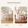 Hand-Embroidered Vintage Toy Train Birthday Crown: Personalized Keepsake (1-3 Years)