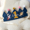 Personalized Embroidered Linen Birthday Crown: Space or Ocean Theme (1-3 Years)