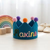 Custom 3D Knitted Cord Name Birthday Crown, Pink Linen Party Hat for Baby