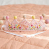 Hand-Embroidered Enchanted Forest Milestone Crown, Hand-Stitched Toadstool Linen Hat