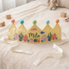 Custom Name Hand-Embroidered Ocean Crown, Dolphin or Pufferfish Birthday Party Hat