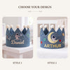 Personalized Astronaut Linen Birthday Crown, Hand-Embroidered Space Theme (Custom Name)