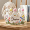 Personalized Hand-Embroidered Wildflower Birthday Crown, Butterfly or Bee Design (1-3 Years)