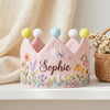 Personalized Wildflower Birthday Crown, Embroidered Butterfly & Bee Cake Smash Prop