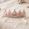 Personalized Wildflower Birthday Crown, Embroidered Butterfly & Bee Cake Smash Prop