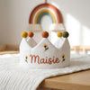 Hand-Embroidered Linen Baby Crown, Personalized Daisy or Sunflower Keepsake