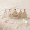 Personalized Hand-Embroidered Wildflower Linen Birthday Crown, Custom Name Party Hat