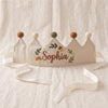 Hand-Embroidered Baby Party Crown, First Birthday Keepsake for Boys and Girls, Autumn Birthday Hat