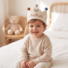 Hand-Embroidered Bear and Rabbit Baby Party Crown, First Birthday Keepsake for Boys and Girls