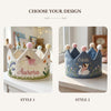 Hand-Embroidered Linen Birthday Crown: Fairy Tale Baby Party Hat (1-3 Years)