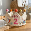 Custom Name Storybook Rabbit Birthday Crown, Hand Embroidered Woodland Linen Hat, Snail & Bunny Crown