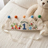 Custom Name Storybook Rabbit Birthday Crown, Hand Embroidered Woodland Linen Hat, Snail & Bunny Crown