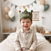 Hand-Embroidered Linen Birthday Crown, Personalized Name Hat, Baby Shower Keepsake