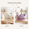 Hand-Embroidered Linen Birthday Crown, Personalized Name Hat, Baby Shower Keepsake