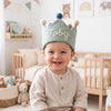 Hand-Embroidered Linen Birthday Crown, Custom Name Keepsake for Baby (16.5" Crown)
