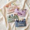 Hand-Embroidered Linen Birthday Crown, Custom Name Keepsake for Baby (16.5" Crown)