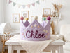 Hand-Embroidered Linen Birthday Crown, Custom Name Keepsake for Baby (16.5" Crown)