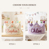 Hand-Embroidered Linen Birthday Crown, Custom Name Keepsake for Baby (16.5" Crown)