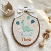 Embroidered Adorable Jungle Animal Baby Sign, Oval Custom Name Hoop, Safari Nursery Wall Art