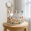 Custom Embroidered Floral Bee Crown: First Birthday Keepsake, Wildflower Party Hatv