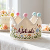 Enchanted Garden Birthday Crown: Butterfly & Bee Embroidered Linen Hat, Woodland Fairy First Birthday Prop