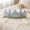 Personalized Hand-Embroidered Linen Birthday Crown, Spring Garden Floral Design