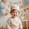 Hand-Embroidered Baby Party Crown, First Birthday Keepsake for Boys and Girls, Autumn Birthday Hat