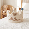 Hand-Embroidered Bear and Rabbit Baby Party Crown, First Birthday Keepsake for Boys and Girls