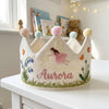 Hand-Embroidered Linen Birthday Crown: Fairy Tale Baby Party Hat (1-3 Years)