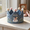 Hand-Embroidered Linen Birthday Crown: Fairy Tale Baby Party Hat (1-3 Years)