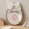 Personalized Fairytale Castle Name Hoop: Custom Embroidered Baby Name Sign, Magic Nursery Wall Decor