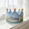 Custom Embroidered Floral Bee Crown: First Birthday Keepsake, Wildflower Party Hatv