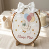 Dreamy Goose Name Hoop, Nursery Decor, Embroidered Baby Name Sign, Oval Pastel Balloon Hoop