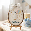 Dreamy Goose Name Hoop, Nursery Decor, Embroidered Baby Name Sign, Oval Pastel Balloon Hoop