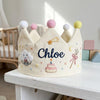 Personalized Sweet Treats Birthday Crown: Custom Linen Keepsake with Cupcake & Candies