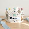 Custom Embroidered Dreamy Birthday Crown: Fairytale Baby Hat, First Birthday Keepsake, Toddler Linen Party Crown