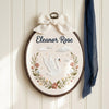 Custom Crowned Swan Embroidery Hoop Art: Princess Nursery Decor, Floral Wreath Keepsake