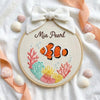 Dreamy Under the Sea Custom Name Hoop: Marine Life Nursery Wall Decor, Personalized Heirloom Gift