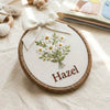 Hand-Embroidered Spring Flower Baby Name Sign: Newborn Baby Shower Gift