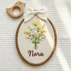 Hand-Embroidered Spring Flower Baby Name Sign: Newborn Baby Shower Gift