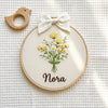 Hand-Embroidered Spring Flower Baby Name Sign: Newborn Baby Shower Gift